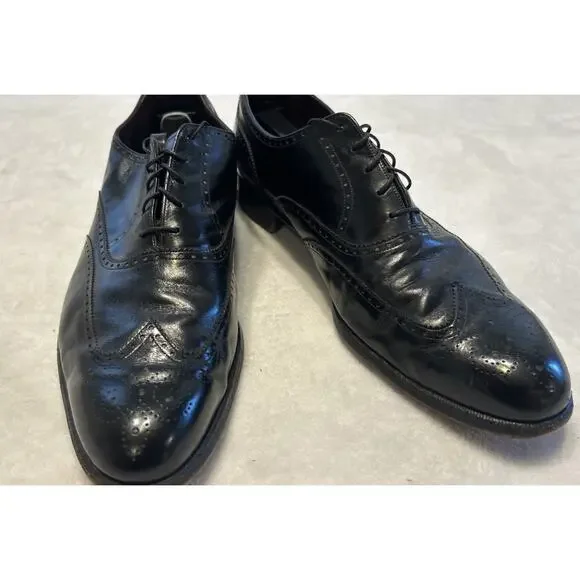 Vintage Florsheim Shoes Men’s Size 13 C Black Imperial Longwing Leather Lace Up - Picture 2 of 8